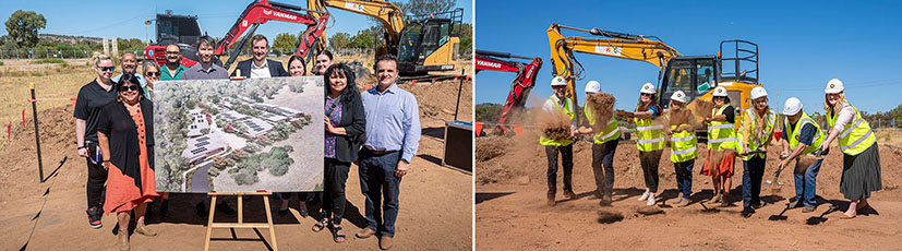Left: Cheryl Axleby-Keeffe, Head of Aboriginal Housing, Nick Symons, Chief Financial Officer, along with our staff at the sod turning event in Aboriginal Elder Village