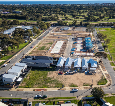 Aerial shot of Seaton special build development 