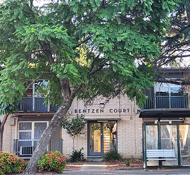 Building frontage of Bentzen Court, Gilberton Building frontage of Bentzen Court, Gilberton