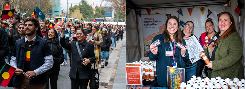 SA Housing Trust staff participating in the NAIDOC March, and Family Festival stall.