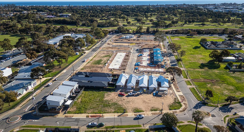 Aerial shot of Seaton special build development