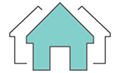 Icon image representing attached houses