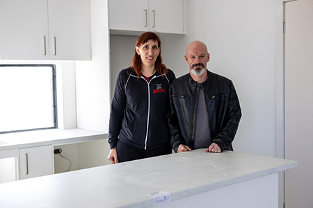 Amanda and Roshan in their new home.