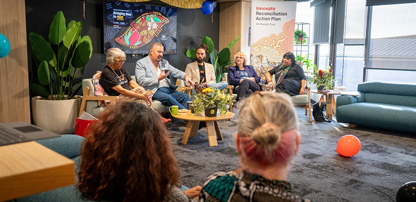 Panel discussion, left to right: Joanne Wilmott OAM, Karl Rashleigh, Seth Westhead, Julie-Anne Burgess, Cheryl Axleby-Keeffe