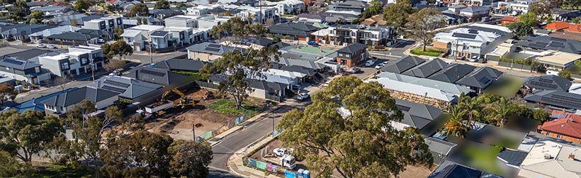 Aerial shot of nearly completed Morphettville redevelopment