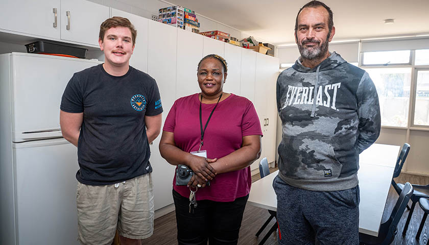 Left to Right: Nick, Mary, and Nick who have benefitted from the Trust's Holbrooks Homelessness Program.  