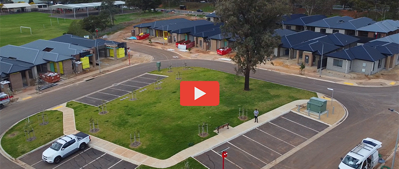 Select image to watch video on the construction of 51 affordable homes at Munno Para, Everleigh