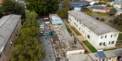 Arial shot of Drew Court redevelopment
