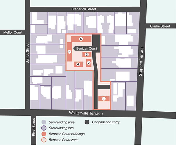
Map of Bentzen Court Location at Walkerville Terrace, Gilberton